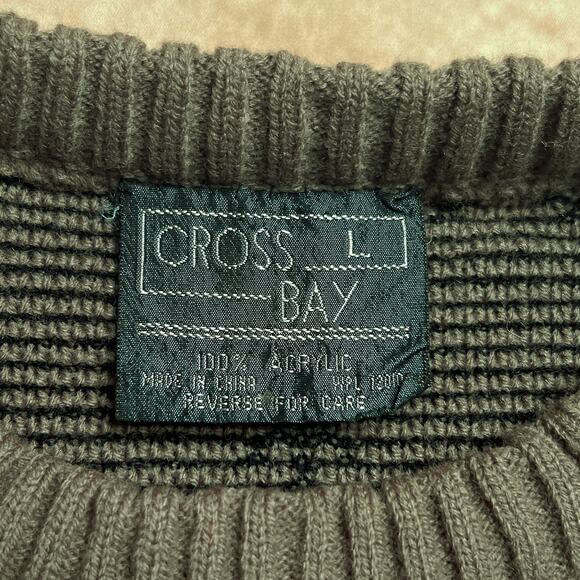 Vintage 90s Cross Bay Fair Isles Snowflake Sweater Green Knit Long Sleeve Ski - Picture 3 of 7